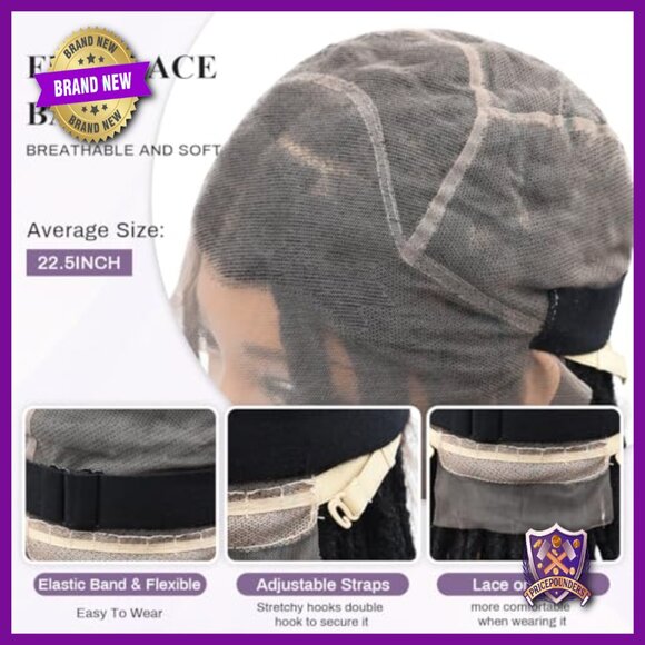 Full Lace Human Hair Dreadlock Wig 68 Strands Handmade Natural Dreads